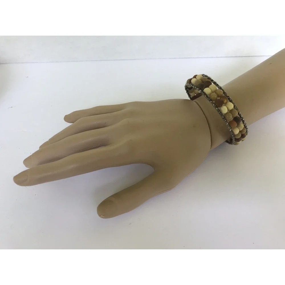 Bracelet smaller wrist bangle bracelet brown beige‎ beads beach look